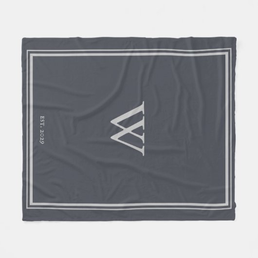 Minimale monogram Anchor Grey | Zilver Fleece Deken (Voorkant (Horizontaal))