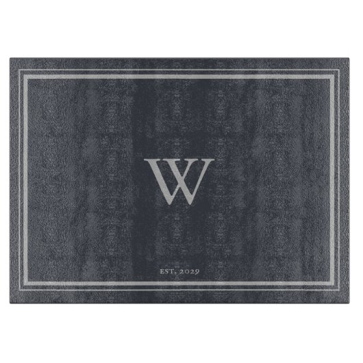 Minimale monogram Anchor Grey | Zilver Snijplank (Voorkant)