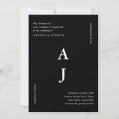 Minimale Monogram Black en White Wedding Kaart (Voorkant)