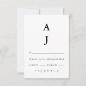 Minimale Monogram Black en White Wedding RSVP Kaartje (Voorkant)