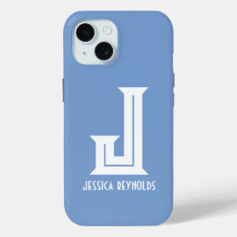 Minimale Monogram Blauw iPhone 15 Case