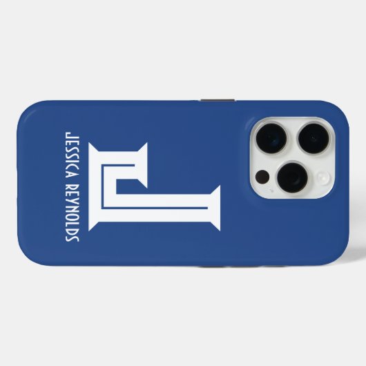 Minimale Monogram Blauw Case-Mate iPhone Case (Achterkant (horizontaal))