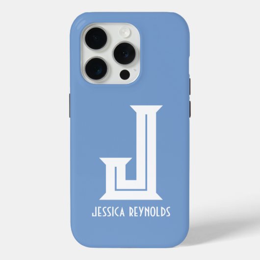 Minimale Monogram Blauw Case-Mate iPhone Case (Achterkant)