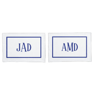 Minimale Monogram Blauwe Rechte Rechthoek Kussensloop