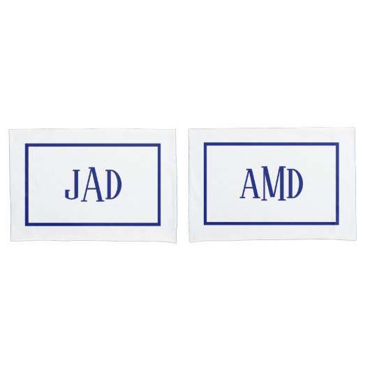 Minimale Monogram Blauwe Rechte Rechthoek Kussensloop (Voorkant-Set)