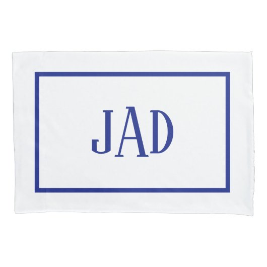 Minimale Monogram Blauwe Rechte Rechthoek Kussensloop (Voorkant-Links)