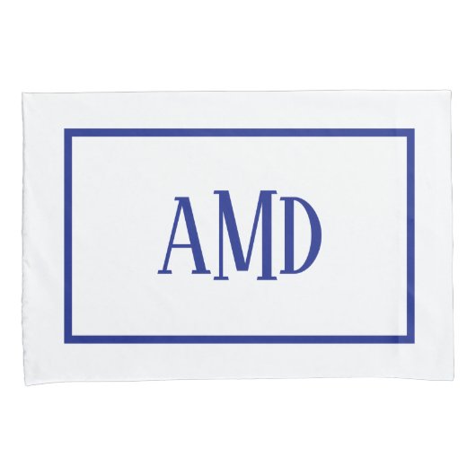 Minimale Monogram Blauwe Rechte Rechthoek Kussensloop (Voorkant-Rechts)