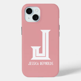 Minimale Monogram Blush Roze iPhone 15 Case