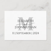 Minimale Monogram Bruiloft Details Informatiekaartje (Achterkant)