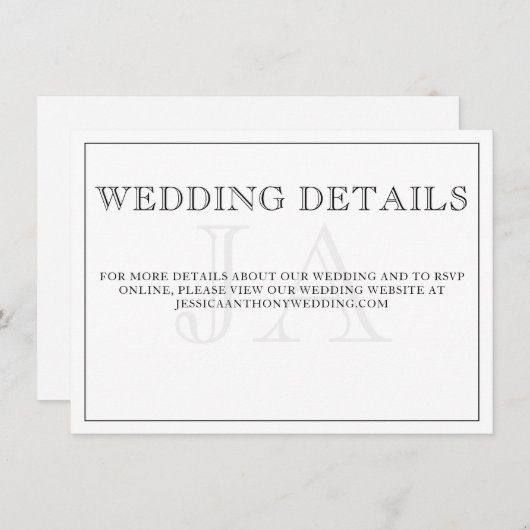 Minimale monogram bruiloft - Versluitingskaart (Voorkant / Achterkant)