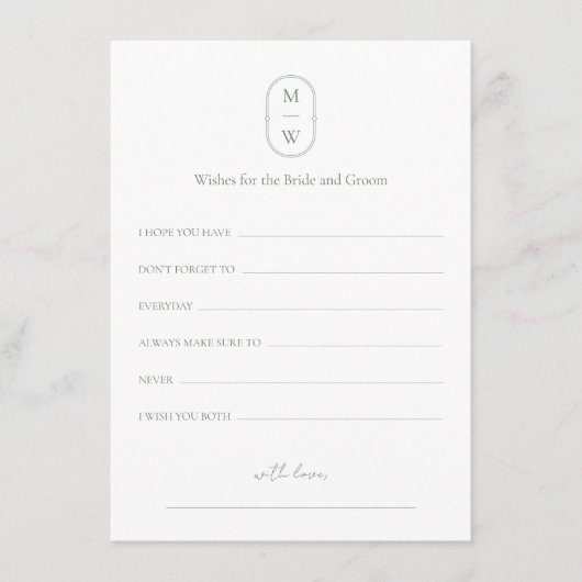 Minimale Monogram bruiloft wensen voor bruid & bru Advieskaart (Voorkant)
