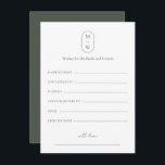 Minimale Monogram bruiloft wensen voor bruid & bru Advieskaart<br><div class="desc">Minimale Monogram Moss Green bruiloft wensen voor bruid & bruidegom advies Kaart. Pas de aangepaste tekst hierboven aan. U kunt aanvullende coördinerende items vinden in ons "Minimalist Monogram Sage Green & Moss Green Wedding" collectie. *** LET OP: ALLE TEKST EN TEKST EN ACHTERGRONDKLEUR IS BEWERKBAAR. U kunt alle woorden wijzigen...</div>