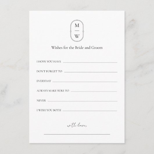 Minimale Monogram bruiloft wensen voor bruid & bru Advieskaart (Voorkant)