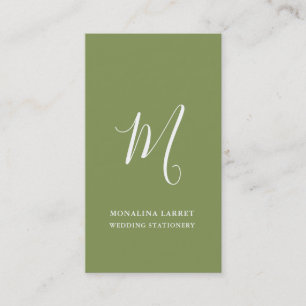 Minimale Monogram Chic Sage Groen Modern Visitekaartje