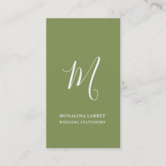 Minimale Monogram Chic Sage Groen Modern Visitekaartje