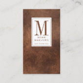 Minimale Monogram Cocoa Bruin Lederen Textuur Visitekaartje (Voorkant)