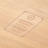 Minimale Monogram Crest Lijst Terracotta bruiloft Acryl Uitnodigingen (Laagn)