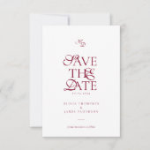 Minimale Monogram Diep Bourgondië Script Trouwdag Save The Date (Voorkant)