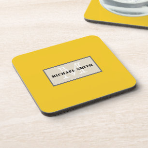Minimale monogram diepgaande Lemon achtergrond Bier Onderzetter