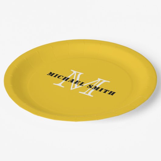 Minimale monogram diepgaande Lemon achtergrond Papieren Bordje (Gekanteld)