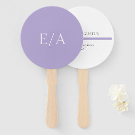 Minimale Monogram Digitale Lavendel Paarse Bruilof Handwaaier
