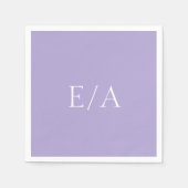 Minimale Monogram Digitale Lavendel Paarse Bruilof Servet (Voorkant)