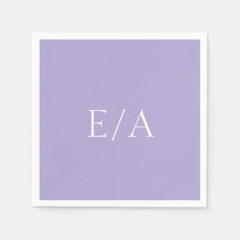 Minimale Monogram Digitale Lavendel Paarse Bruilof Servet