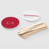 Minimale monogram Eenvoudig Elegant Rood Weddensch Handwaaier (Niet-gemonteerd)