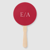 Minimale monogram Eenvoudig Elegant Rood Weddensch Handwaaier (Voorkant)