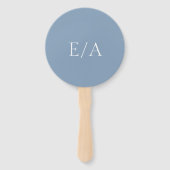 Minimale monogram Eenvoudige Elegant Dusty Blue We Handwaaier (Voorkant)