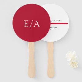 Minimale Monogram Eenvoudige Elegante Rode Trouw Handwaaier