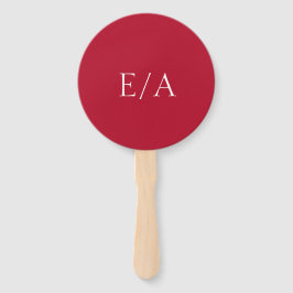 Minimale Monogram Eenvoudige Elegante Rode Trouw Handwaaier
