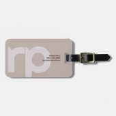 Minimale Monogram Eenvoudige Moderne Taupe Aarde T Bagagelabel (Voorkant horizontaal)