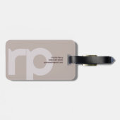 Minimale Monogram Eenvoudige Moderne Taupe Aarde T Bagagelabel (Achterkant horizontaal)