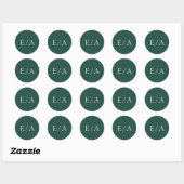 Minimale monogram Elegant Emerald Green Wedding Ronde Sticker (Vel)