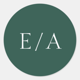 Minimale monogram Elegant Emerald Green Wedding Ronde Sticker