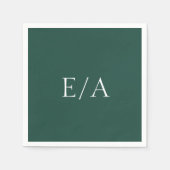 Minimale monogram Elegant Emerald Green Wedding Servet (Voorkant)