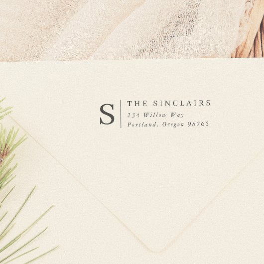 Minimale Monogram Elegant Familie Retouradres Zelfinktende Stempel