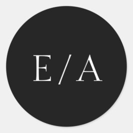 Minimale monogram Elegant Modern Black Wedding Ronde Sticker