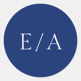 Minimale monogram Elegant Modern Navy Blue Wedding Ronde Sticker