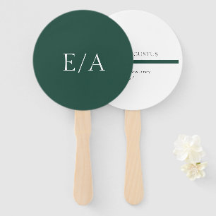 Minimale Monogram Elegante Smaragdgroene Trouw Handwaaier
