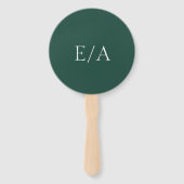 Minimale Monogram Elegante Smaragdgroene Trouw Handwaaier (Voorkant)