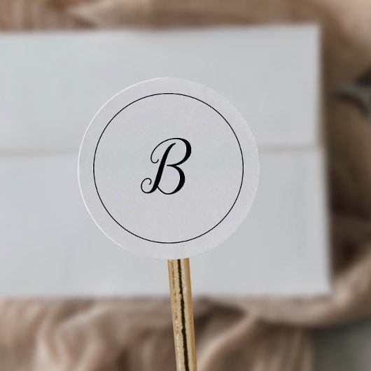 Minimale monogram envelop voor weduwen ronde sticker