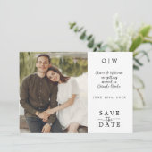 Minimale Monogram Foto QR Bewaar de datum Save The Date (Staand voorkant)