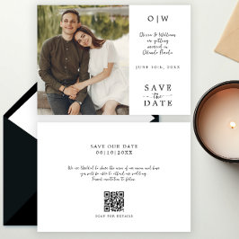 Minimale Monogram Foto QR Bewaar de datum Save The Date