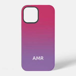 Minimale Monogram Framboos Roze naar Paarse Gradië iPhone 12 Hoesje