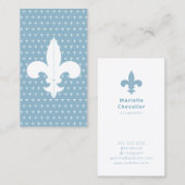 Minimale monogram Frans blauw vlooienpatroon Visitekaartje (Voorkant / Achterkant)
