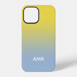 Minimale Monogram Gele naar Lichtblauwe Gradiënt iPhone 12 Hoesje