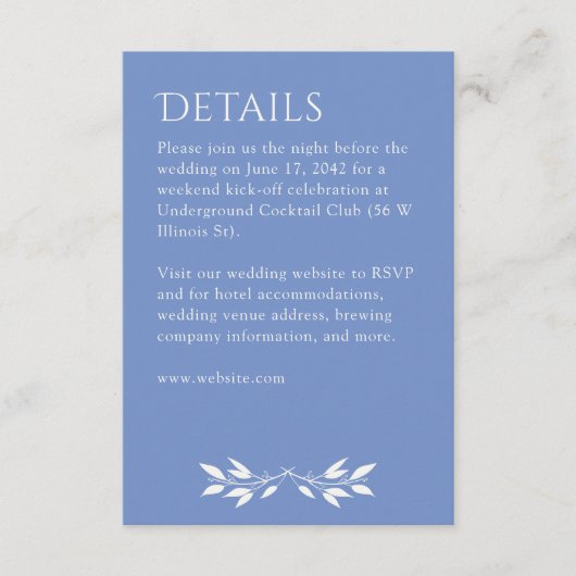 Minimale Monogram Gestreepte Korenbloem Blauw Deta Informatiekaartje (Voorkant)