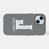 Minimale Monogram Grijs iPhone 15 Case (Achterkant horizontaal)
